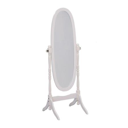 GFANCY FIXTURES Classic White Finish Cheval Standing Oval Mirror, White GF3685313